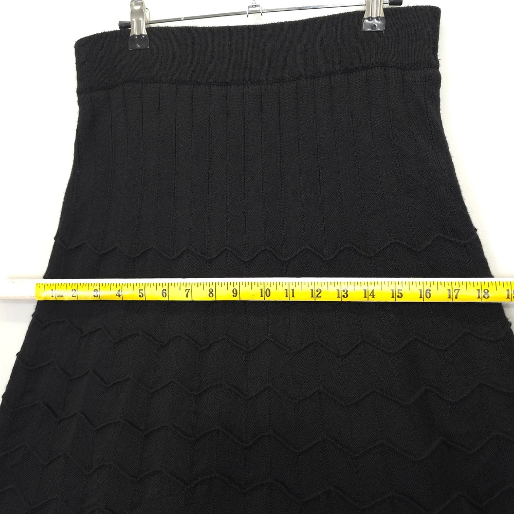 Lapis Black Knit Skirt Women L Long A-Line Wool Blend Chevron Lined Modest - Picture 5 of 11